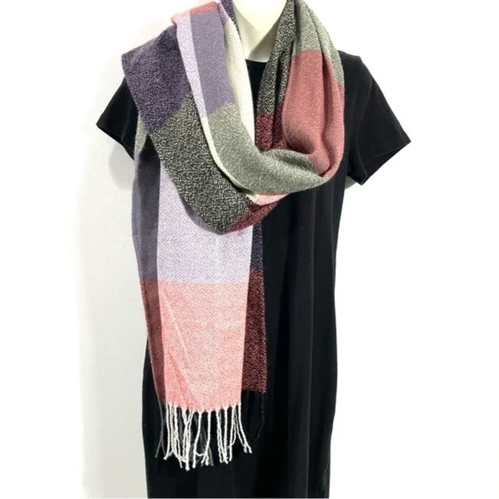 Oversize Checkered Design Blanket Scarf Wrap Shawl